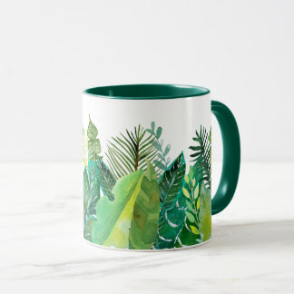 Tropical green leaves mug