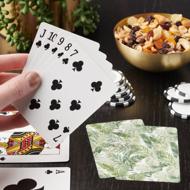 Tropical Green Leaves Playing Cards (In Situ)