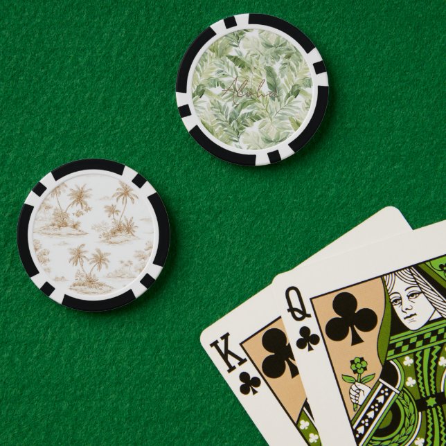 Tropical Green Leaves Poker Chips (Poker Table (Double))