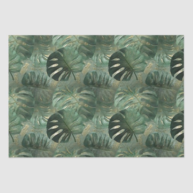 Tropical Green Leaves Tissue Paper (Front)