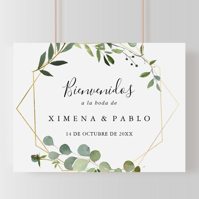 Tropical Green Leaves Wedding Bienvenidos Sign (Creator Uploaded)