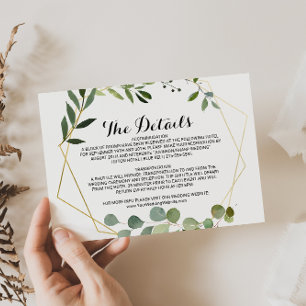Tropical Green Leaves Wedding Details Insert Card