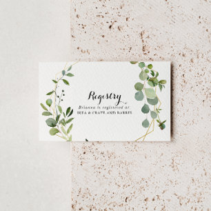 Tropical Green Leaves Wedding Gift Registry Enclosure Card