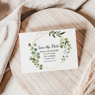 Tropical Green Leaves Wedding Save the Date Invitation