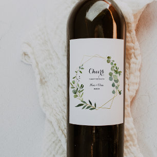 Tropical Green Leaves Wedding Wine Labels