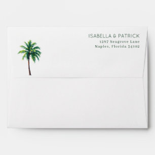 Tropical Green Minimalist Palm Tree Envelope