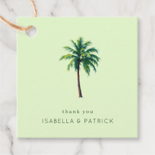 Tropical Green Minimalist Palm Tree Favour Tags
