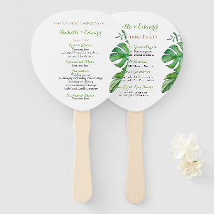 Tropical Green Monster Leaves Wedding Ceremony Han Hand Fan