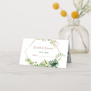 Tropical Green Monstera Leaves Wedding Reception P Place Card