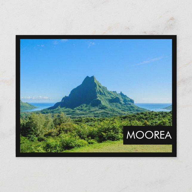 Tropical green Moorea black frame postcard (Front)