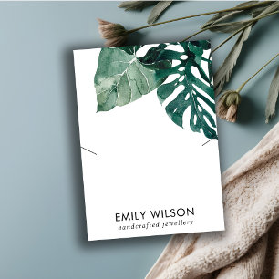 TROPICAL GREEN MOSTERA FAUNA NECKLACE DISPLAY BUSINESS CARD