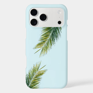 Tropical Green Palm Frond on Light Blue