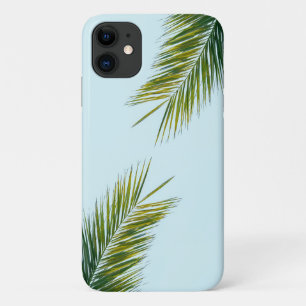 Tropical Green Palm Frond on Light Blue Case-Mate iPhone Case