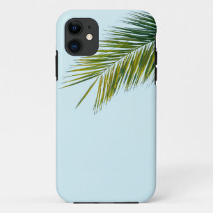 Tropical Green Palm Frond on Light Blue Case-Mate iPhone Case