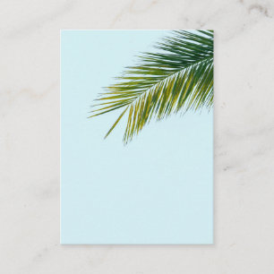 Tropical Green Palm Frond on Light Blue Enclosure Card