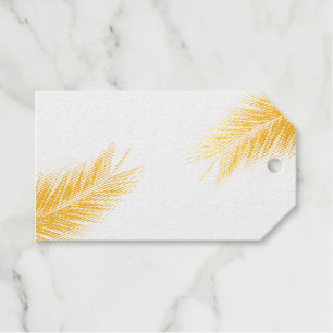 Tropical Green Palm Frond on Light Blue Gift Tags