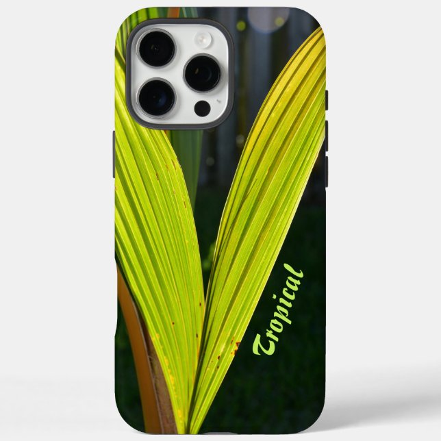Tropical Green Palm Fronds personalised with Name Case-Mate iPhone Case (Back)