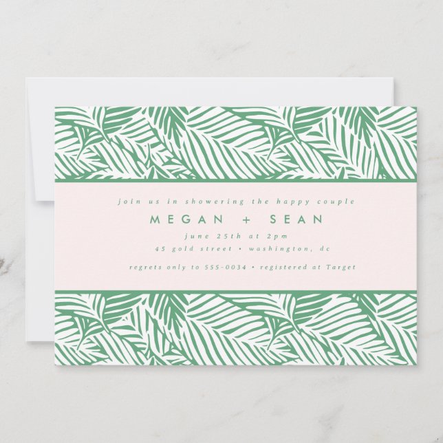 Tropical Green Palm Leaf Couples Bridal Shower Invitation (Front)