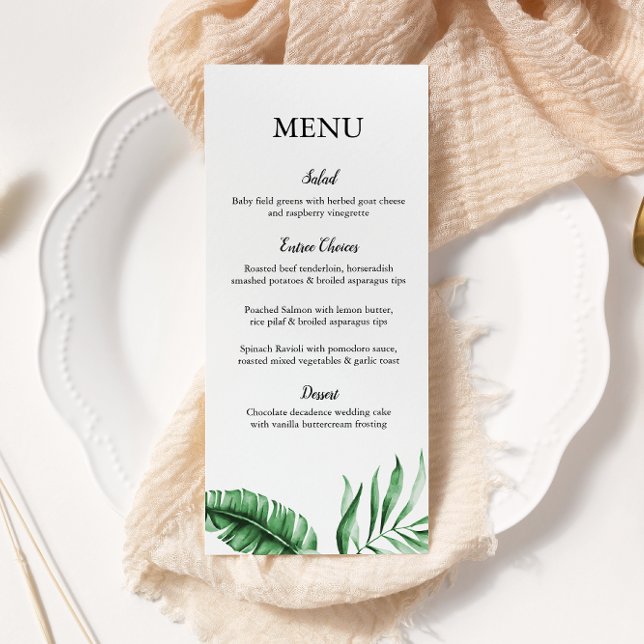 Tropical Green Palm Leaf Wedding/Event Menu (Creator Uploaded)