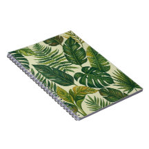 Tropical Green Palm Leaves Botanical Pattern Noteb