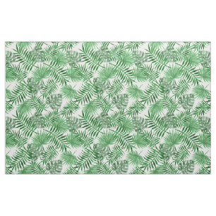 Tropical Green Palm Leaves Summer Pattern Fabric
