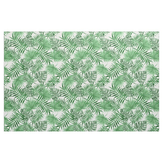 Tropical Green Palm Leaves Summer Pattern Fabric (Fat Quarter)