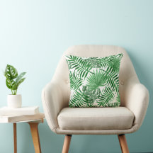 Tropical Green Palm Leaves Summer Watercolor Art