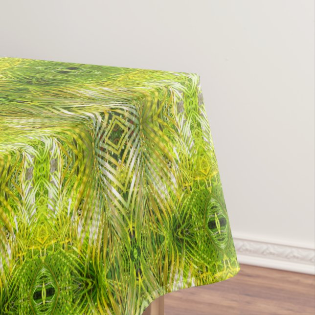 Tropical green palm leaves sunlight pattern tablecloth (In Situ)