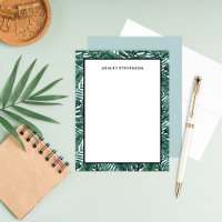 Tropical Green Palm Monstera Leaves Custom Name