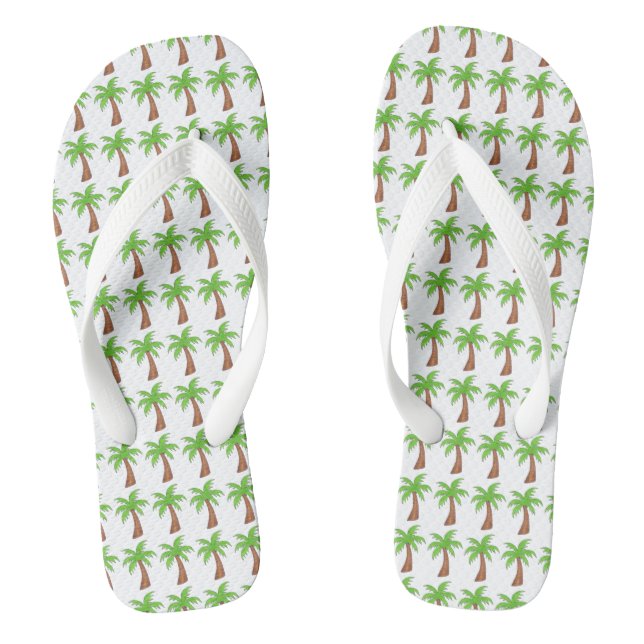 Tropical Green Palm Tree Beach Vacation Island Jandals (Footbed)