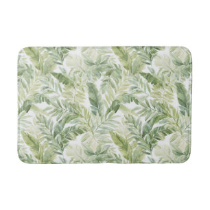 Tropical Green Palm Tree Leaves Bath Mat
