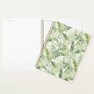 Tropical Green Palm Tree Leaves Planner