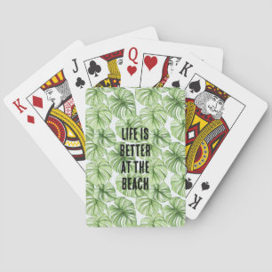 Tropical Green Palm Tree Leaves Playing Cards