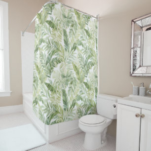 Tropical Green Palm Tree Leaves Shower Curtain