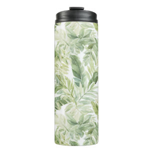 Tropical Green Palm Tree Leaves Thermal Tumbler