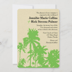 Tropical Green Palms - Wedding Invitation