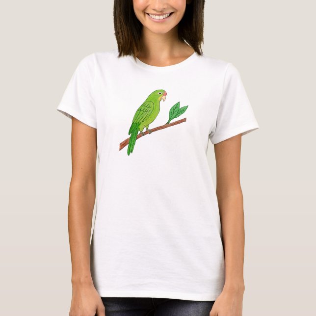 Tropical green parakeet T-Shirt (Front)