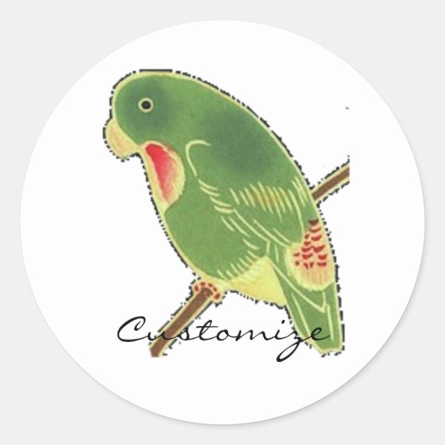 Tropical Green Parakeet Thunder_Cove Classic Round Sticker (Front)