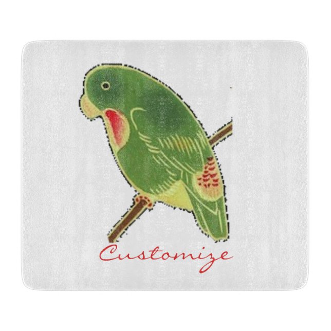 Tropical Green Parakeet Thunder_Cove Cutting Board (Front)