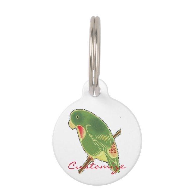 Tropical Green Parakeet Thunder_Cove Pet Tag (Back)