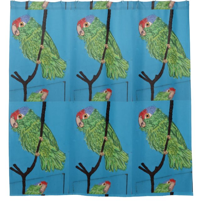 tropical green parrots pattern shower curtain (Front)