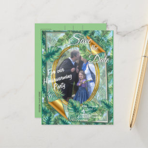 Tropical Green Plant Leaves Announcement Postcard