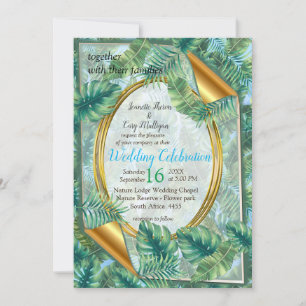 Tropical Green Plant Leaves Invitation