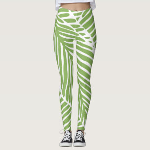 Tropical green plants print design leggings