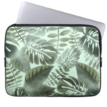 Tropical green sage foliage print serving tray cak