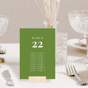 Tropical Green Seating chart Number card