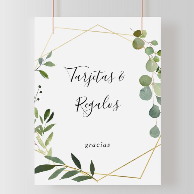 Tropical Green Spanish Tarjetas and Regalos Sign (Creator Uploaded)