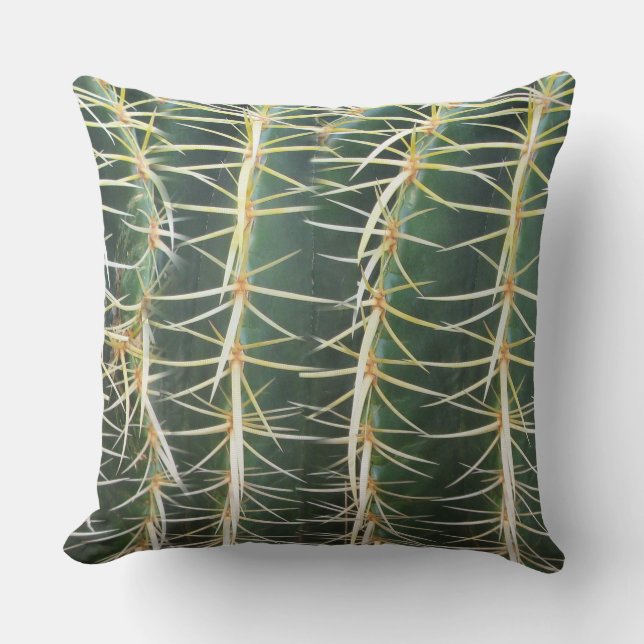 Tropical Green Sphere Cactus Photo Cushion (Front)