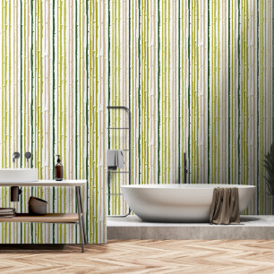 Tropical Green Stripes Contemporaray Pattern Wallpaper