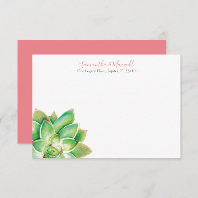 Tropical Green Succulent Personalised Thank You Card (Front/Back)
